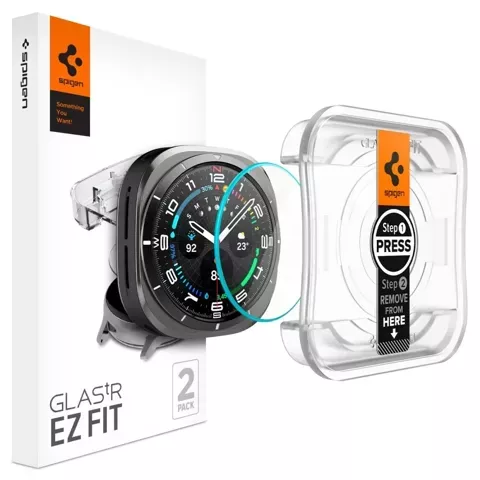 Gehärtetes Glas Spigen Glas.Tr „EZ-FIT“ 2er-Pack für Samsung Galaxy Watch Ultra (47 mm) Klar