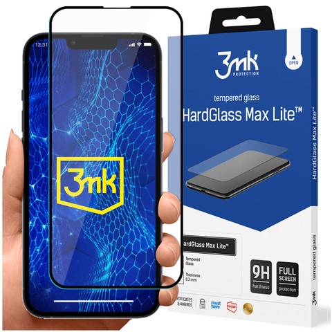 Gehärtetes Glas für iPhone 13/ 13 Pro/ 14 3mk HardGlass Max Lite™ 9H Vollbild
