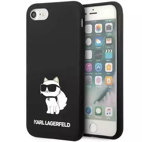 Handyschutzhülle Karl Lagerfeld KLHCI8SNCHBCK für Apple iPhone 7/8/ SE 2020/2022 Hardcase schwarz/schwarz Silikon Choupette