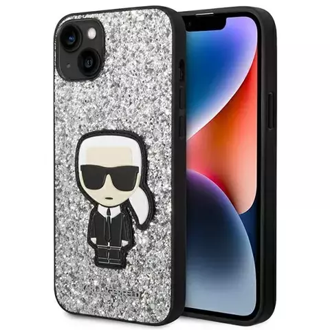 Handyschutzhülle Karl Lagerfeld KLHCP14SGFKPG für Apple iPhone 14 6.1" Hardcase Silber/Silber Glitter Flakes Ikonik