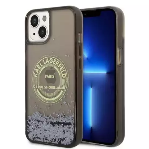 Handyschutzhülle Karl Lagerfeld KLHCP14SLCRSGRK für Apple iPhone 14 6.1" schwarz/schwarz Hardcase Liquid Glitter RSG