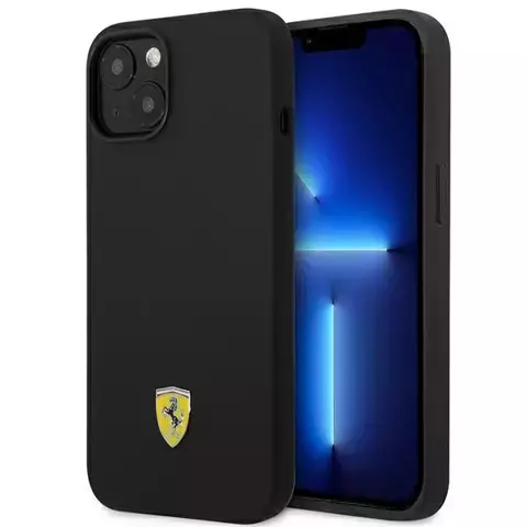 Hülle für Ferrari FEHCP14MSIBBK für Apple iPhone 14 Plus 6.7" schwarz/schwarz Hardcase Silikon-Metall-Logo