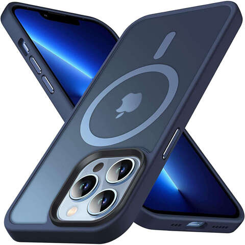 Hülle für iPhone 13 Pro MagSafe Matt Case Cover matt Alogy Ring gepanzerte Handyhülle Marineblau