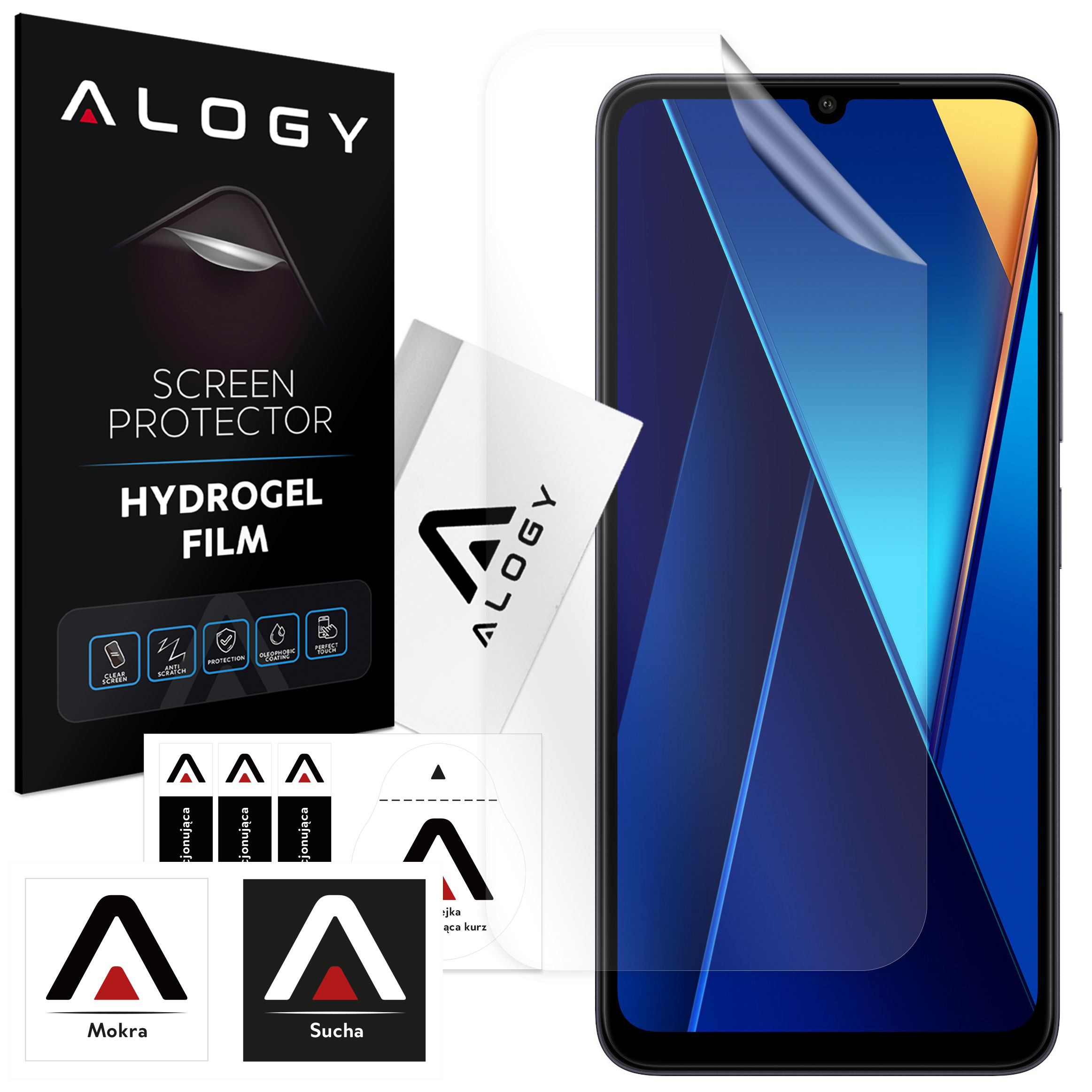 Hydrogelfolie für Xiaomi Poco C65, schützender Telefonbildschirm, Alogy Hydrogelfolie