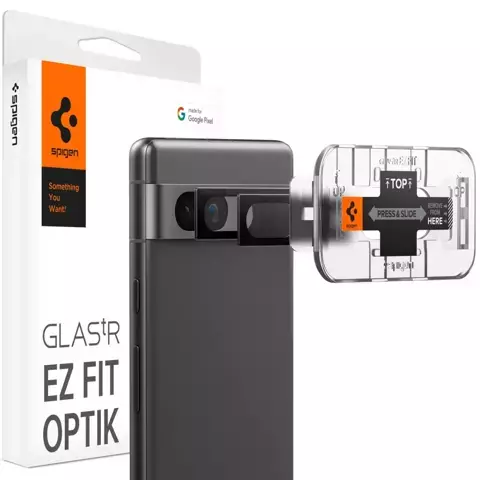 Kameraschutz aus gehärtetem Glas Spigen Optik.TR „EZ FIT“ Kameraschutz 2er-Pack für Google Pixel 7A Schwarz