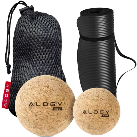 Korkball Set mit 2 ECO-Bällen für Muskelmassage-Massagegerät, hart, klein, Korkbälle 6 cm und 5,3 cm, Alog-Tasche, Sport-Fitness