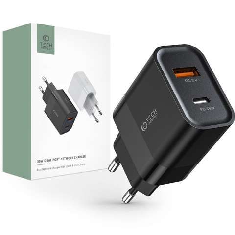 Ladegerät C30W 2-Port USB-C - USB PD30W / QC3.0 Schwarz