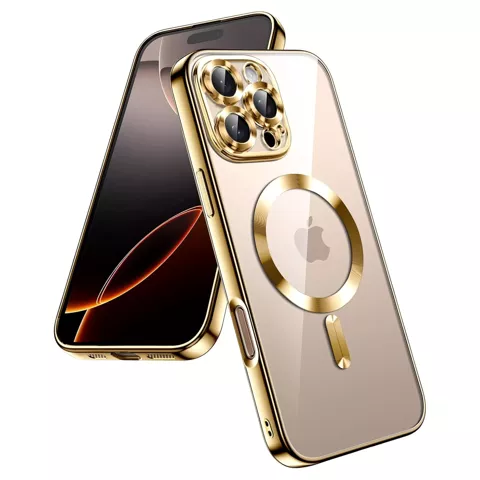 MagSafe-Hülle für Apple iPhone 16 Pro Alogy Glamour Luxus-Ringgehäuse Gold-Transparent