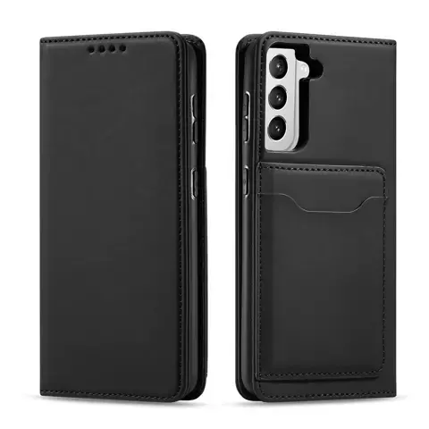 Magnet Kartenetui für Samsung Galaxy S22+ (S22 Plus) Tasche Wallet Kartenhalter Schwarz
