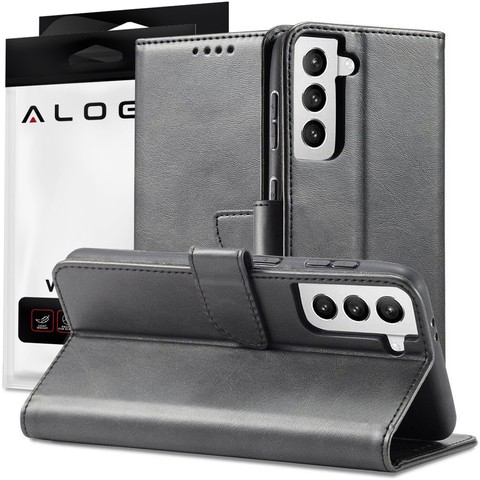 Magnetic Flip Wallet Alogy Ledertasche für Samsung Galaxy S22 Plus Schwarz