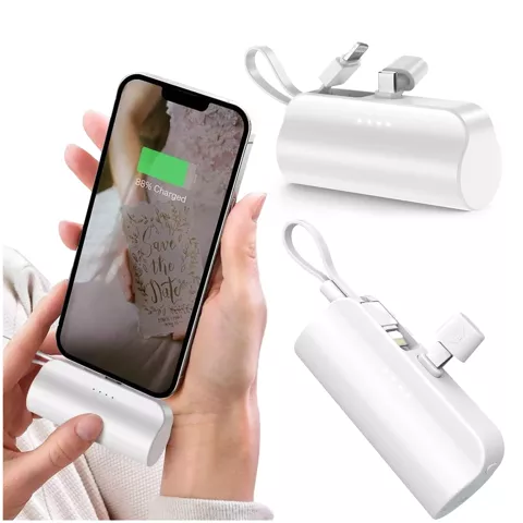 PowerBank 5000 mAh Alogy Power Bank Pocket kleines externes Ladegerät Power Bank USB-C und Lightning Weiß