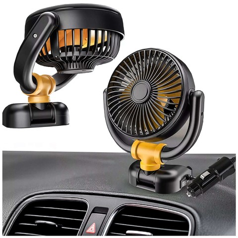 Schwarz Kleiner Ventilator Mini-Autoventilator für Cockpit-Armaturenbrett Zigarettenanzünder für Auto 12V Leise Alogy Auto