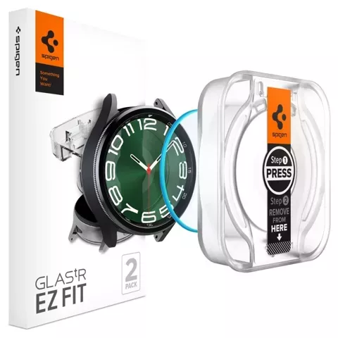 Spigen Glas.tr „Ez-Fit“ 2er-Pack gehärtetes Glas für Samsung Galaxy Watch 6 Classic (47 mm), klar