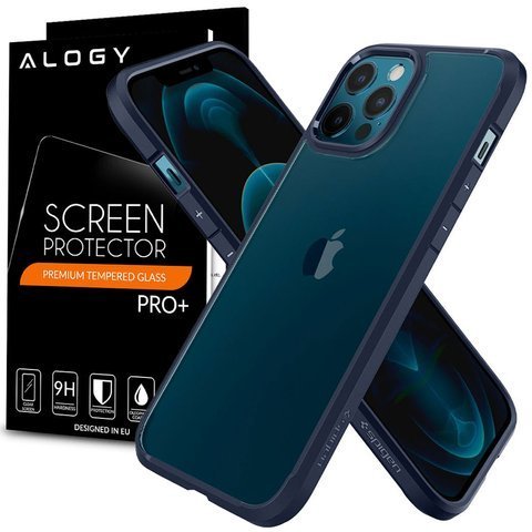 Spigen Ultra Hybrid Hülle für Apple iPhone 12/12 Pro 6.1 Navy Blue Alogy Glas