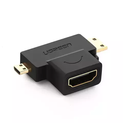 UGREEN Adapter von HDMI Typ A (weiblich) auf Mini HDMI (männlich) / Micro HDMI (männlich) schwarz (20144)