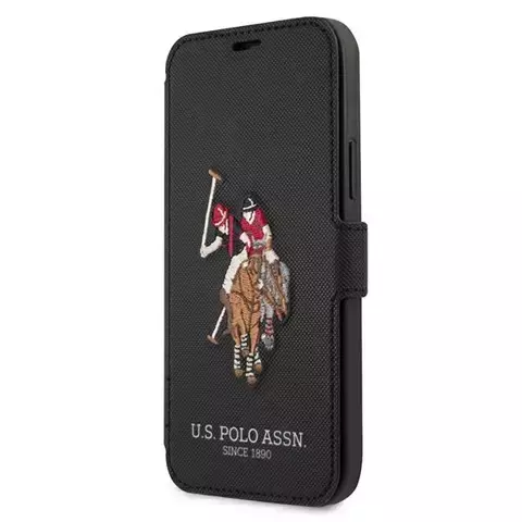 iPhone 12 mini 5,4" Buchhülle aus der US Polo Embroidery Collection Schwarz Schwarz