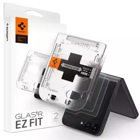 2er-Pack Spigen Glas.TR „EZ Fit“ gehärtetes Glas für Samsung Galaxy Z Flip 5 klar