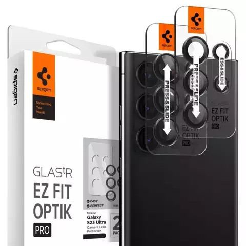 2x Object Overlay Spigen Optik.Tr "EZ FIT" Kameraschutz für Samsung Galaxy S23 Ultra Black