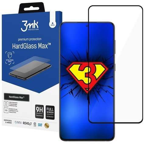 3mk HardGlass Max Fingerabdruck Panzerglas für Samsung Galaxy S21 FE Schwarz