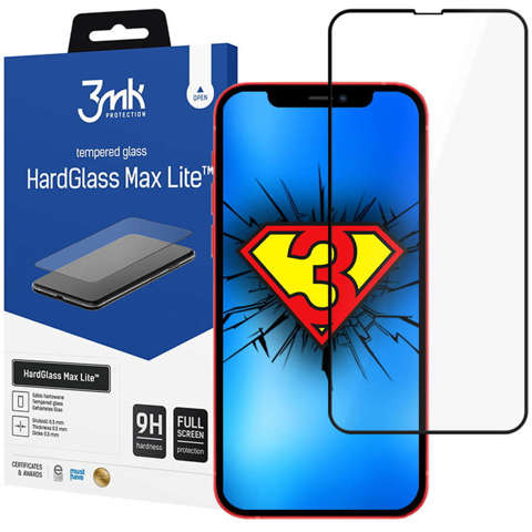 3mk HardGlass Max Lite Panzerglas für Apple iPhone 13 Pro Max / 14 Plus Schwarz