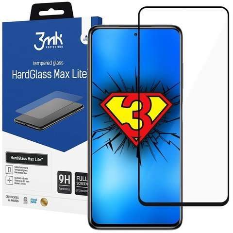 3mk HardGlass Max Lite gehärtetes Glas für Xiaomi Poco F3 Black