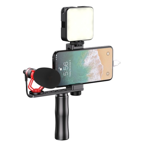 APEXEL APEXEL APL-VG01-ML Selfie-Stick-Handyhalter mit Stativ mit Mikrofon-LED-Lampe