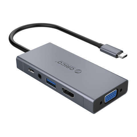 Adapter Hub 5w1 Orico, HDMI 4K USB 3.0 VGA AUX USB-C PD 60W