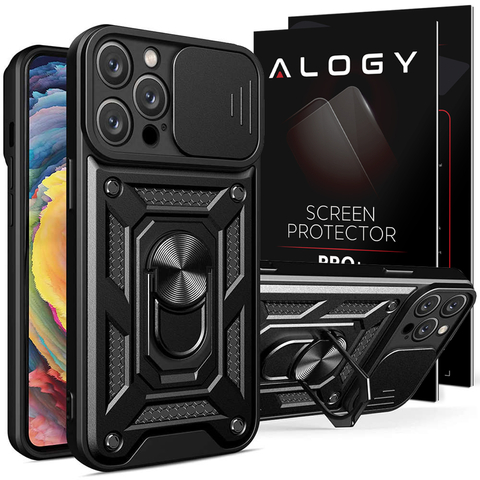 Alogy Camshield Stand Ring Case mit Kameraabdeckung für Apple iPhone 14 Pro Max Glass