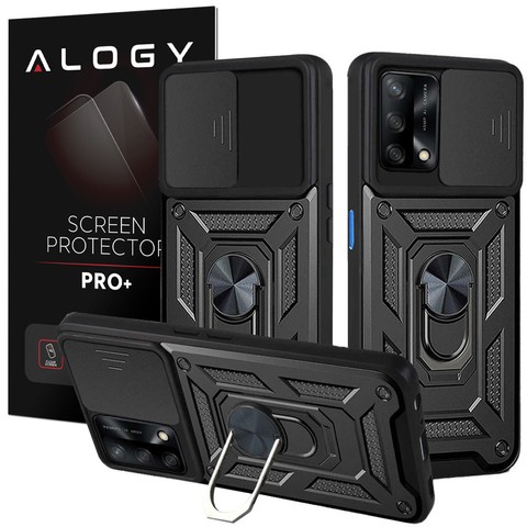 Alogy Camshield Standring Kamera Cover Case für Oppo A54 / A74 / A93 5G Schwarz Glas