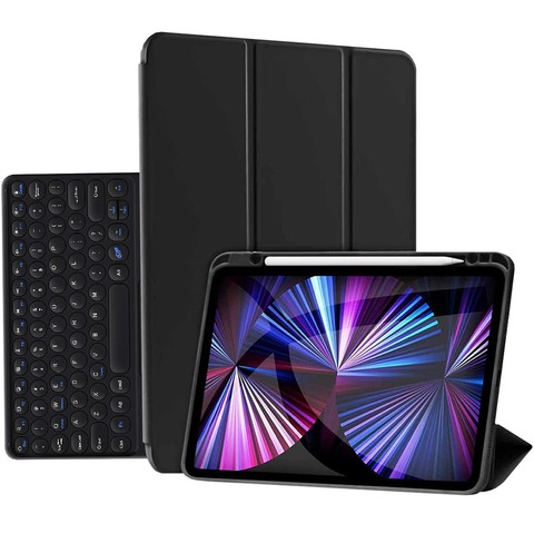 Alogy Case Bluetooth Tastatur Touchpad 4in1 Magnetstift für Apple iPad Pro 12.9 2021 Schwarz