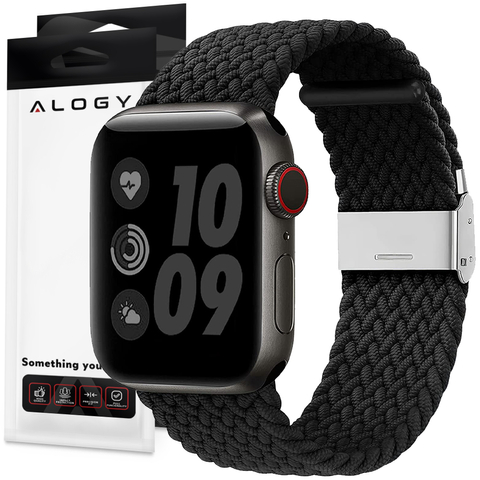 Alogy Elastic Strap für Apple Watch 1/2/3/4/5/6/7/8/SE/Ultra (42/44/45/49 mm) Schwarz