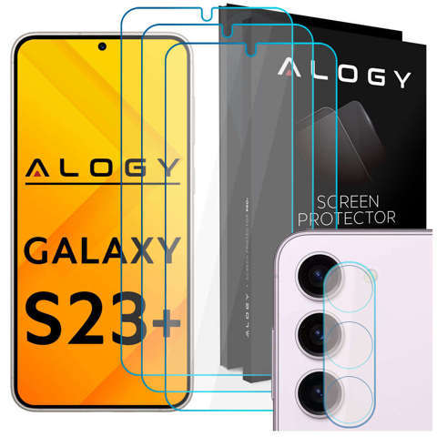 Alogy Glass Pack 3x Panzerglas Displayschutzfolie 9h Linsenglas für Samsung Galaxy S23 Plus Glas Set