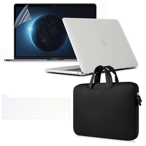 "Alogy Hard Case Matt für Apple MacBook Pro 13 M1 2021 White Foil Keyboard Overlay Neopren Bag"