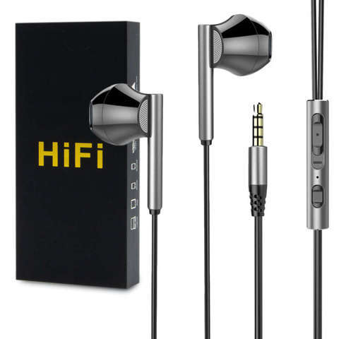 Alogy Hi-Res Bass Earphones kabelgebundene Ohrhörer mit 3,5-mm-Miniklinkenstecker Schwarz