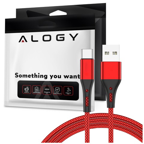 Alogy Kabel USB-A auf USB-C Typ C 3A Kabel 1m Rot