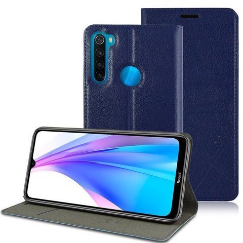 Alogy Leder-Flip-Wallet-Hülle für Xiaomi Redmi Note 8T Marineblau