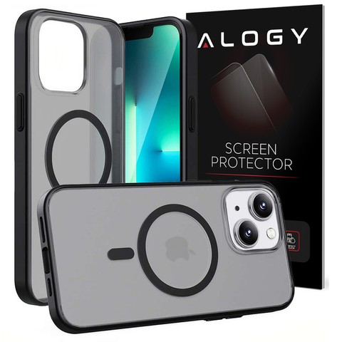 Alogy MagCase Matte Case für MagSafe Case mit Magnetring für Apple iPhone 14 Black Glass