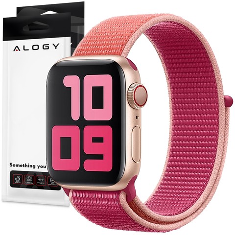 Alogy Nylonband mit Klettverschluss für Apple Watch 1/2/3/4/5/6/7/8/SE (38/40/41 mm) Rosa