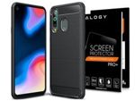 Alogy Rugged Armor Hülle für Samsung Galaxy A60 / M40 schwarz Gehärtetes Glas