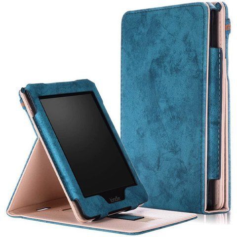 Alogy Slim Ledertasche für Kindle Paperwhite 4 2018/2019 Blau