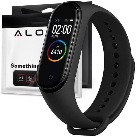 Alogy Soft Band Silikonarmband für Xiaomi Mi Band 5 / 6 / 6 NFC / 7 Schwarz