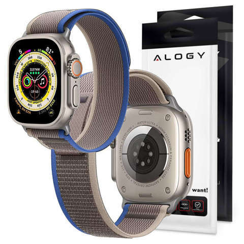 Alogy Sport Klettband für Apple Watch 4/5/6/7/8/SE/Ultra (42/44/45/49mm) Blau Grau