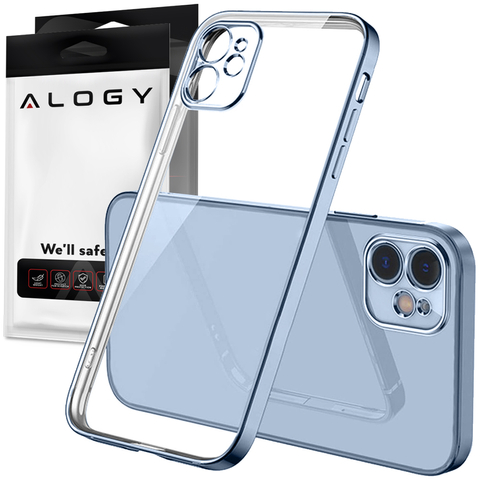 Alogy TPU Luxury Case mit Kameraabdeckung für Apple iPhone 12 Blau/Transparent