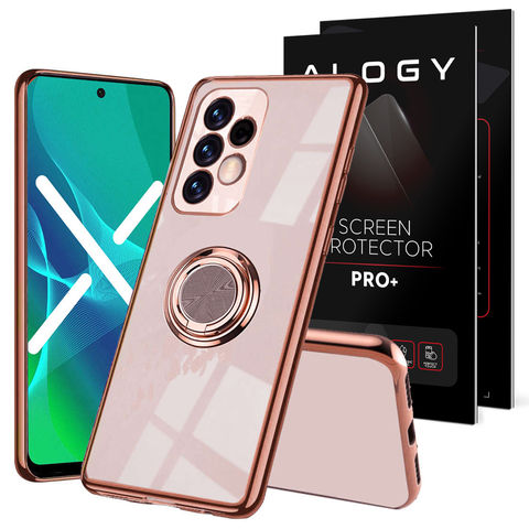 Alogy TPU Luxury Ring Case mit Fingerringhalter für Samsung Galaxy A53 5G Pink Glass