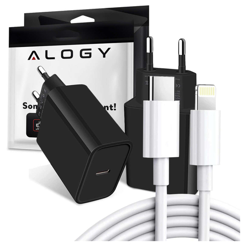 Alogy Wandladegerät schnell USB-C Typ C PD 20W Schwarz 1m USB-C Kabel