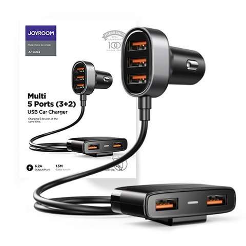 Autoladegerät JOYROOM, 5x USB 1,5m 6,2A Stecker