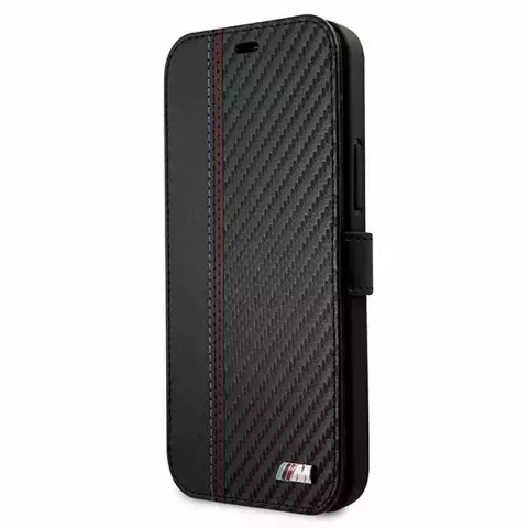 BMW Case BMFLBKP12SMCARBK für iPhone 12 mini 5.4" book M Collection PU Carbon Stripe schwarz/schwarz