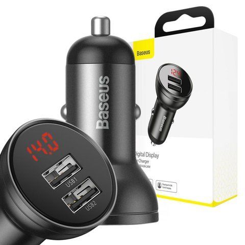 Baseus Autoladegerät 2x USB LED 4.8A 24W Grau