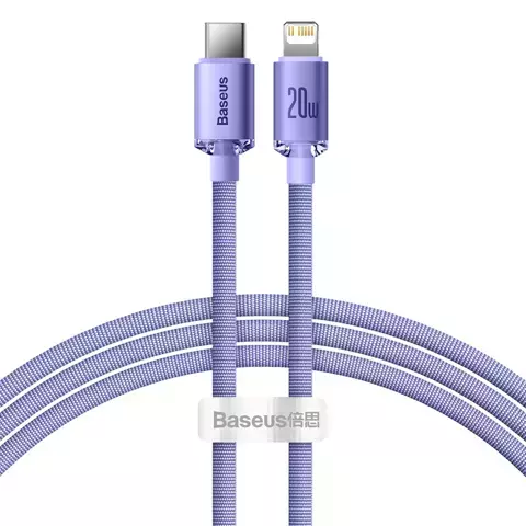 Baseus Crystal Shine Series Kabel USB-Kabel für schnelles Aufladen und Datenübertragung USB Typ C - Lightning 20W 1,2m Lila (CAJY000205)