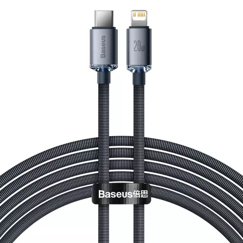 Baseus Crystal Shine Series Kabel USB-Kabel für schnelles Aufladen und Datenübertragung USB Typ C - Lightning 20W 2m schwarz (CAJY000301)